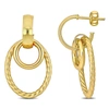 Mimi & Max Open Huggie Hoop With Open Circle & Oval Drop Earrings In 14k Yellow Gold In Yellow