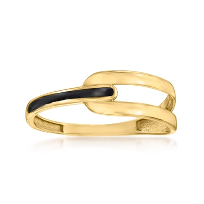 Canaria Fine Jewelry Canaria 10kt Yellow Gold Open-space Ring With Black Enamel