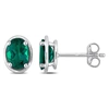 Mimi & Max Women's 1 3/5ct Tgw Created Emerald Bezel Style Oval Stud Earrings In Sterling Silver In Green