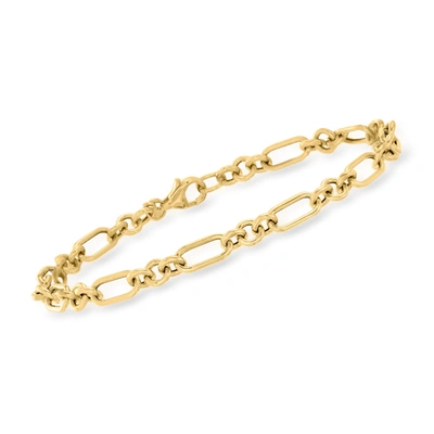 Ross-simons Italian 14kt Yellow Gold Cable-link Bracelet In White