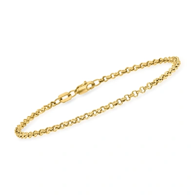Rs Pure Ross-simons 14kt Yellow Gold Rolo Chain Bracelet In White