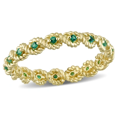 Mimi & Max Women's 1/6ct Tgw Created Emerald Infinity Eternity Ring In 10k Yellow Gold In Green