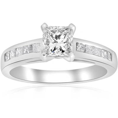 Pompeii3 1 1/2ct Princess Cut Diamond Engagement Ring 14k White Gold Enhanced In Multi