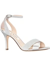 Nina Venus Womens Glitter Ankle Strap Heel Sandals In Silver
