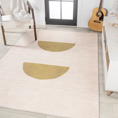 Jonathan Y Luola Minimalist Geometric Machine-washable Cream/yellow Area Rug In Beige