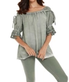 FRENCH KYSS LEANNE OFF THE SHOULDER TOP IN OLIVE