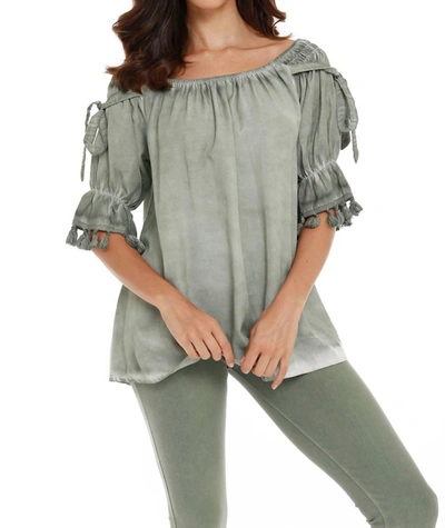 French Kyss Leanne Off The Shoulder Top In Olive In Green