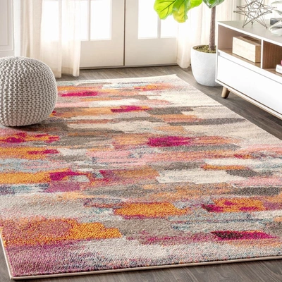 Jonathan Y Contemporary Pop Modern Abstract Brushstroke Area Rug In White