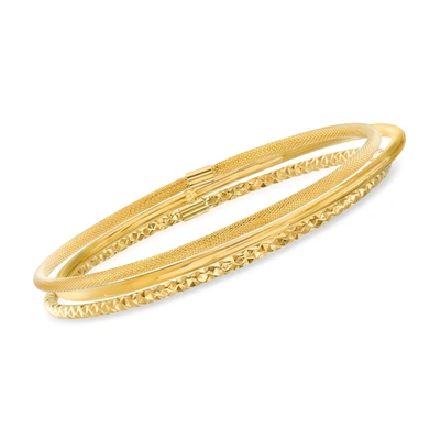 Ross-simons Italian 14kt Yellow Gold Multi-finish Jewelry Set: 3 Bangle Bracelets
