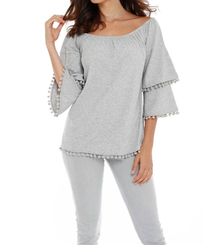 French Kyss Caroline Off The Shoulder Top In Gray In Grey