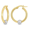 MIMI & MAX 21 MM HOOP EARRINGS WITH BALL IN 2-TONE YELLOW AND WHITE 14K GOLD