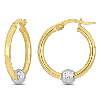 Mimi & Max 21 Mm Hoop Earrings With Ball In 2-tone Yellow And White 14k Gold