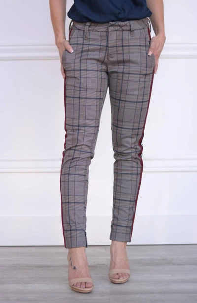 Dear John Denim Blaire Trouser In Plaid Navy In Grey