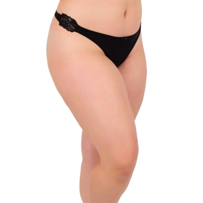Undersummers By Carrierae Lux Cotton Thong In Black