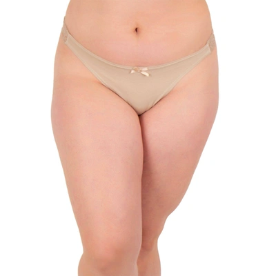 Undersummers By Carrierae Lux Cotton Thong In Beige