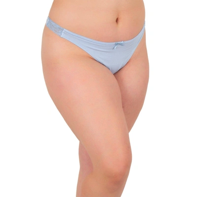 Undersummers By Carrierae Lux Cotton Thong In Blue