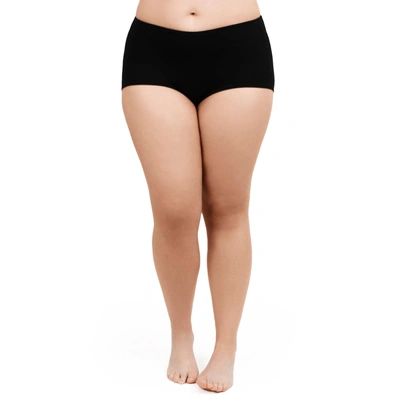 Undersummers By Carrierae Lux Cotton High Waist Boyshort Brief In Black