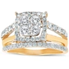 POMPEII3 1 1/10 CT DIAMOND CUSHION HALO ENGAGEMENT RING WEDDING SET 10K YELLOW GOLD