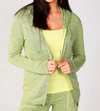 FRENCH KYSS MELANGE ZIP HOODIE JACKET IN LIME