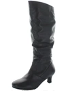 Array Groovey Womens Leather Pull On Knee-high Boots In Black