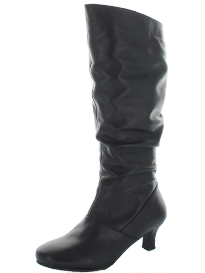 Array Groovey Womens Leather Pull On Knee-high Boots In Black