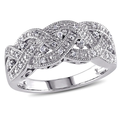 Mimi & Max 1/8 Ct Tw Braided Diamond Ring In Sterling Silver