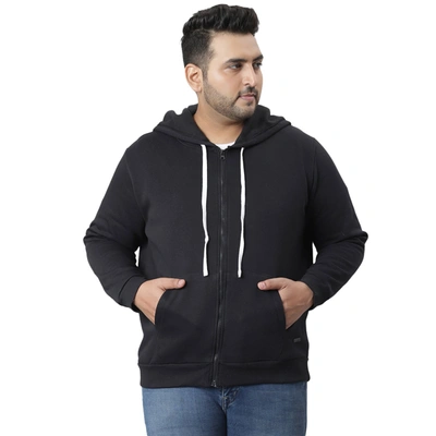 Instafab Plus Men Full Sleeve Hooded Sweatshirt In Black