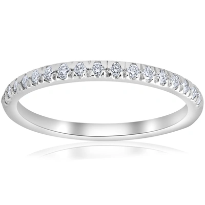 Pompeii3 1/4ct French Pave Diamond Wedding Ring Stackable Anniversary Band 14k White Gold In Multi