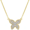 MIMI & MAX 1/8 CT TW DIAMOND BUTTERFLY PENDANT WITH CHAIN IN 10K YELLOW GOLD