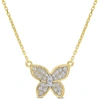 Mimi & Max 1/8 Ct Tw Diamond Butterfly Pendant With Chain In 10k Yellow Gold In Silver