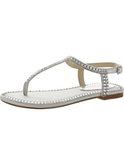 Betsey Johnson Diane Womens Thong Sandals Ankle Strap In Silver