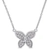 Mimi & Max 1/8 Ct Tw Diamond Butterfly Pendant With Chain In 10k White Gold In Silver