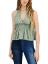 ALMOST FAMOUS WOMENS KNIT SMOCKED HALTER TOP