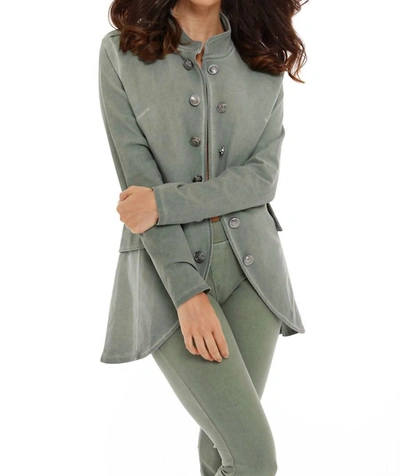 French Kyss Amina Long Button Jacket In Olive In Green