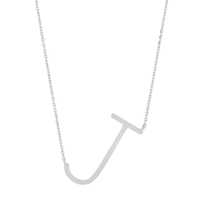 Max + Stone Sterling Silver Large Sideways Block Letter Initial With Extendable Cable Chain, 16 To 18 Inches In White