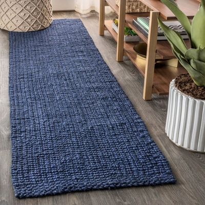 Jonathan Y Pata Hand Woven Chunky Jute Area Rug In Blue