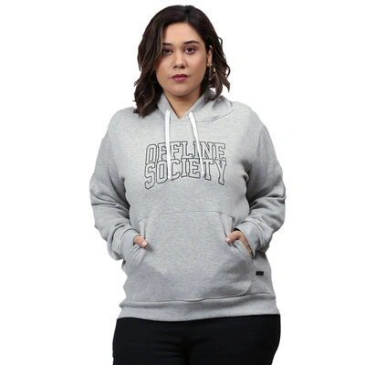 Instafab Plus Women Full Sleeve Hooded Sweatshirt In Grey