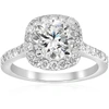 Pompeii3 2 Ct Cushion Halo Vintage Accent Diamond Engagement Ring 14k White Gold In Multi