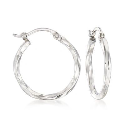 Ross-simons 14kt White Gold Twist-motif Hoop Earrings