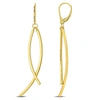 MIMI & MAX OPEN CROSSOVER DESIGN HANGING EARRINGS ON LEVERBACK IN 10K YELLOW GOLD