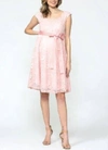 Hello Miz Libby Lace Cap Sleeve Maternity Dress In Pink In Pink