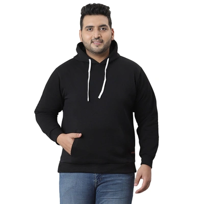 Instafab Plus Men Full Sleeve Hooded Sweatshirt In Black