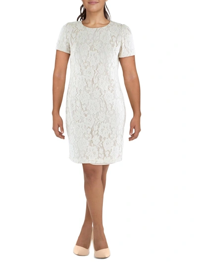 Lauren Ralph Lauren Womens Lace Knee-length Cocktail And Party Dress In White