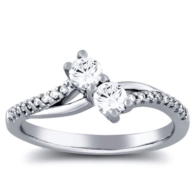 Pompeii3 3/4ct Diamond Two Stone Forever Us Engagement Anniversary Ring 10k White Gold In Multi