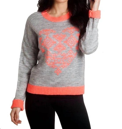 French Kyss Aztec Heart Sweater In Grey