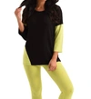 French Kyss Mason 2 Tone Sleeve Kashmira Sweater In Black Lime In Black