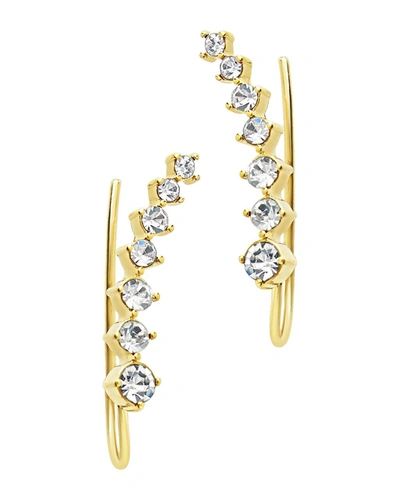 Sterling Forever 14k Plated Cz Graduated Crawler Earrings In Gold