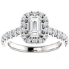 Pompeii3 1 3/4 Ct Emerald Diamond Halo Engagement Ring 14k White Gold In Multi