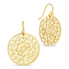 Sterling Forever 14k Over Silver Round Filigree Dangle Earrings In Gold