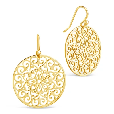 Sterling Forever 14k Over Silver Round Filigree Dangle Earrings In Gold